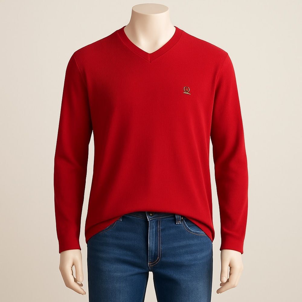 Tommy Hilfiger Red Ribbed V-Neck Sweater Size L – Send Me an Offer!